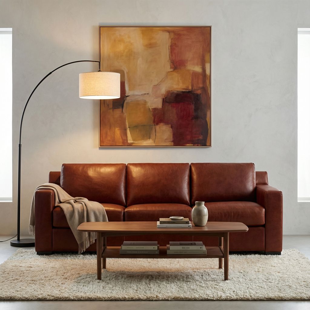 Mason 89" 3 Cushion Top Grain Leather Sofa - Soleil Ember