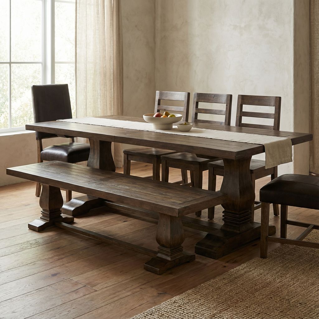 Matthew 96" Trestle Dining Table - Distressed Natural
