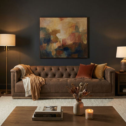 Maxine 95" Top Grain Leather Tufted Sofa - Earth