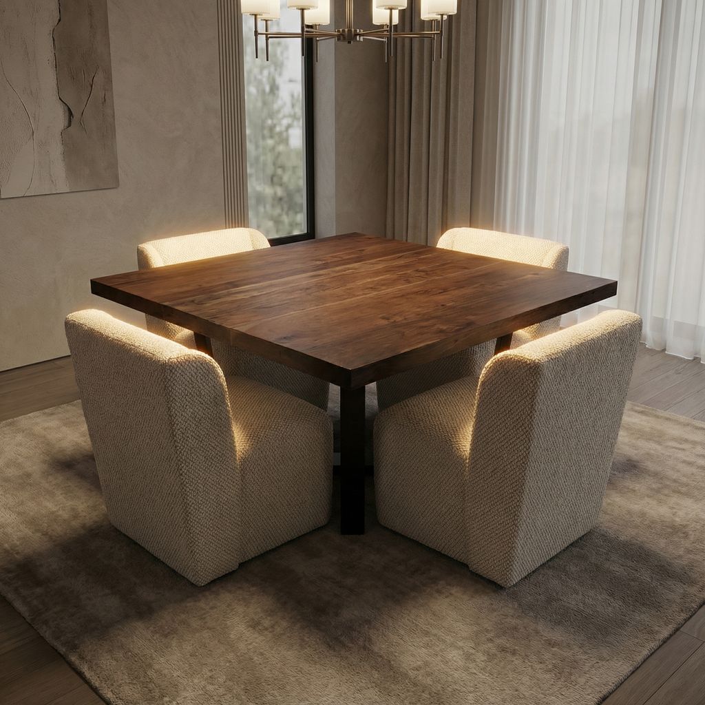 Maxwell Acacia 54" Square Dining Table - Natural + Smoke