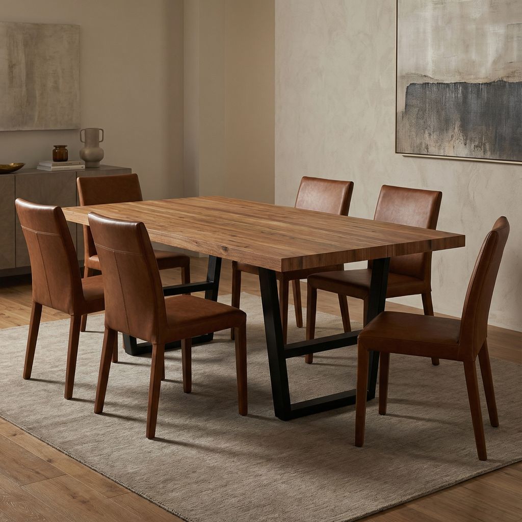 Maxwell Acacia 84" Dining Table - Natural + Gray