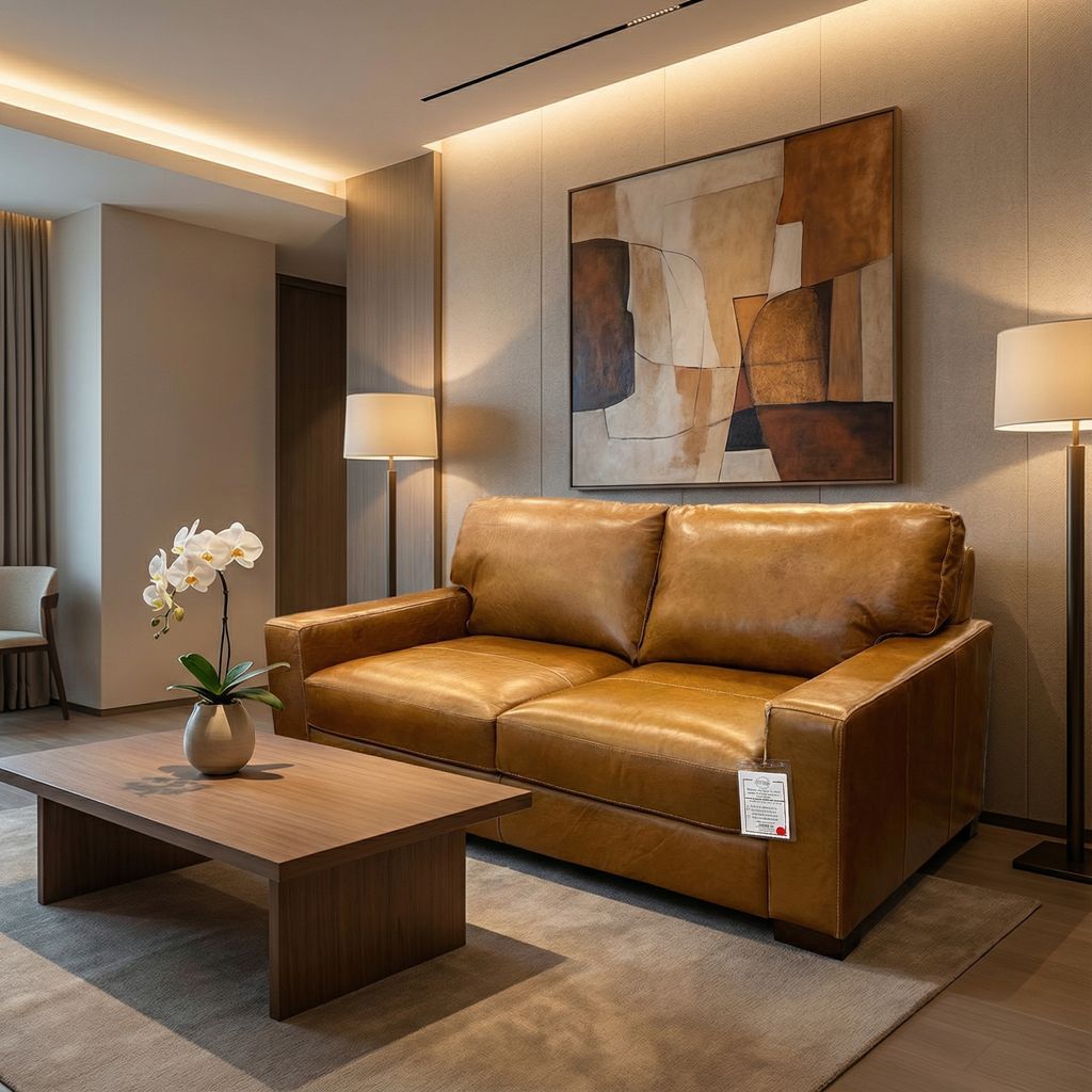 Modena 67" Italian Top Grain Leather 2 Cushion Loveseat - Dark Saddle