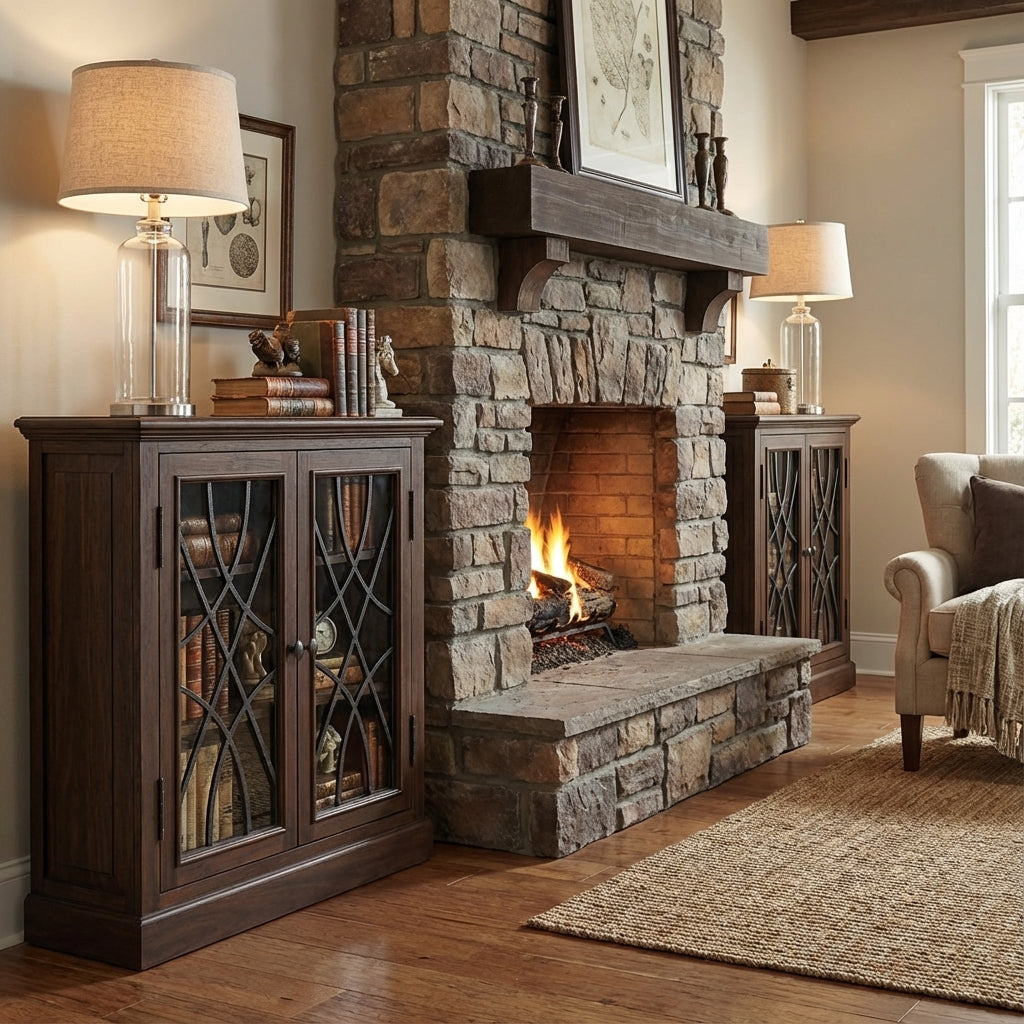 Morrison 40" 2 Door Cabinet - Natural + Black