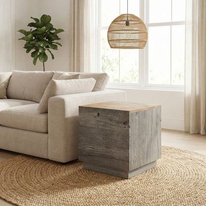 Nathan 20" Oak Plank End Table - Gray Driftwood
