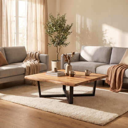 Nathan 60" Square Live Edge Coffee Table - Honeycomb