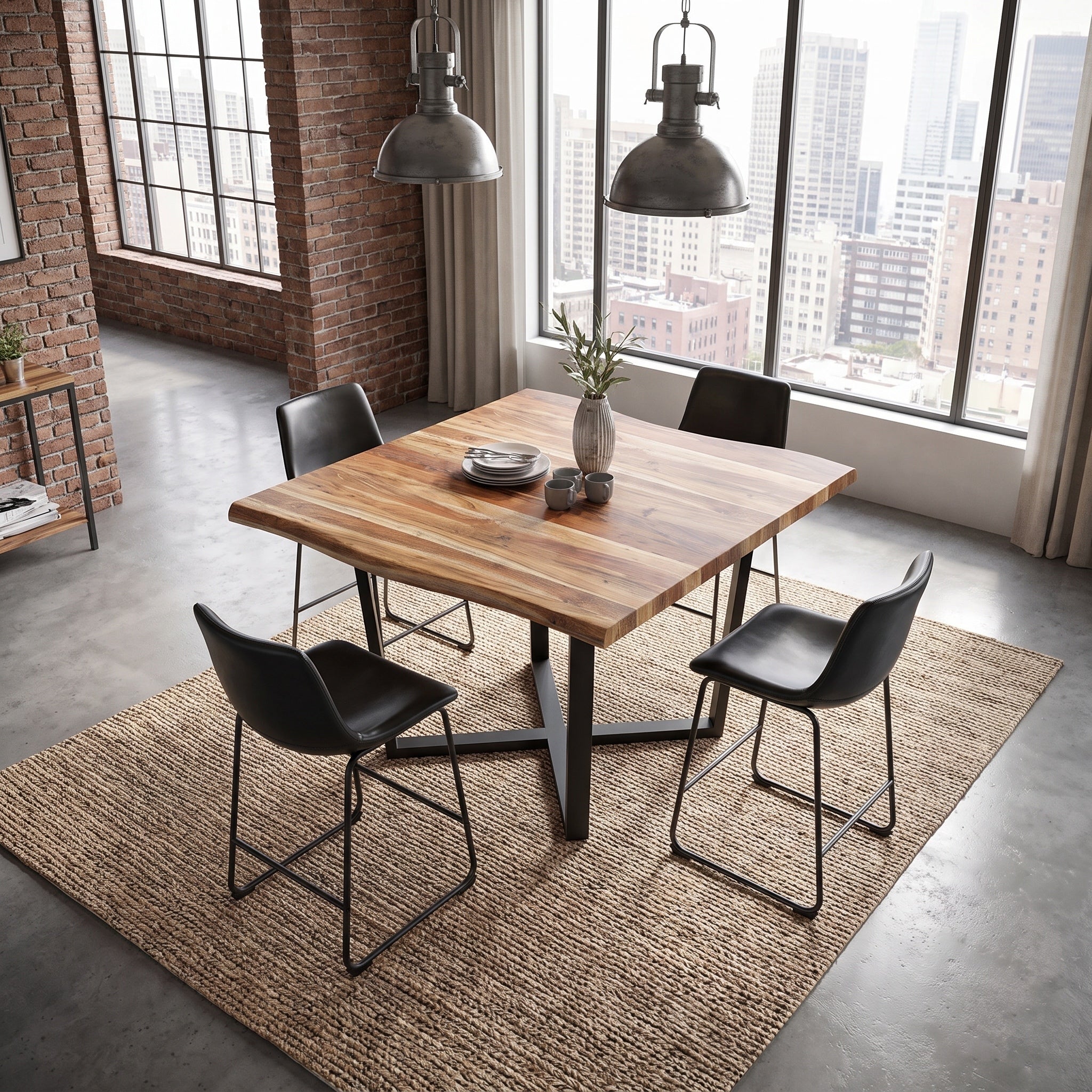 Nathan 60" Live Edge Square Counter Table - Honeycomb