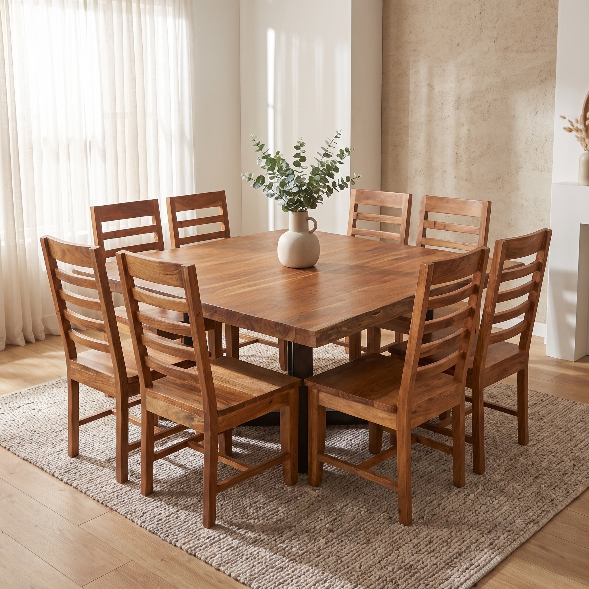 Nathan 60" Live Edge Square Dining Table - Honeycomb