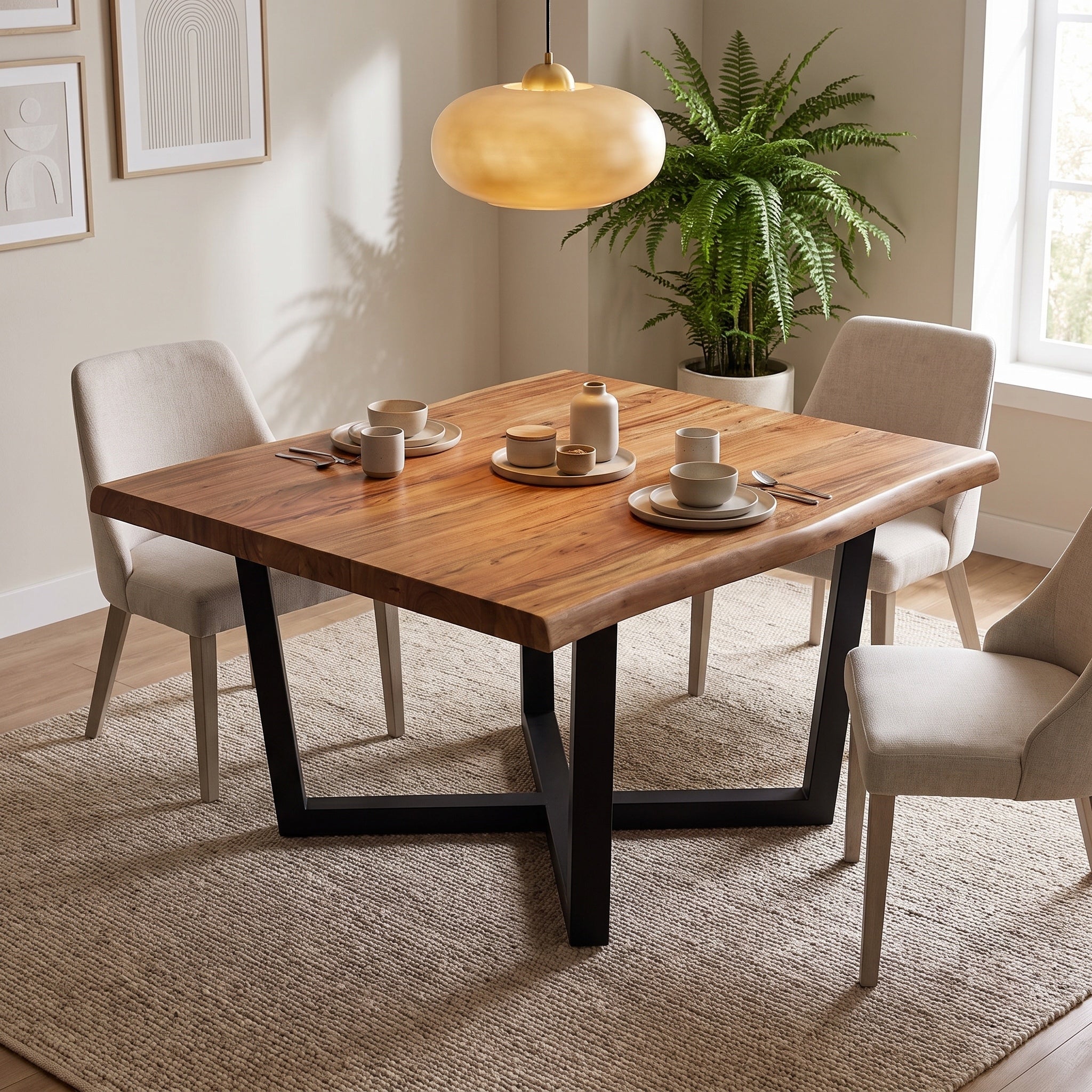 Nathan 60" Live Edge Square Dining Table - Woodland