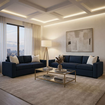 Nathan Luxe Express Ship 67" 2 Cushion Loveseat - Crypton Navy Velvet