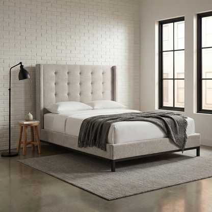 Newton 81" Tufted King Bed - Plushtone Linen