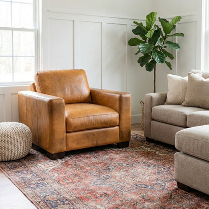 Norton 39" Top Grain Leather Chair - Diva Mustang