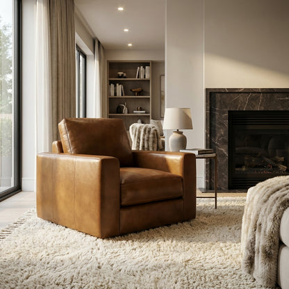 Norton 41" Top Grain Leather Chair - Portofino Cinnamon