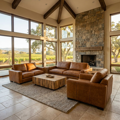 Norton 90" Top Grain Leather 2 Cushion Sofa - Diva Mustang