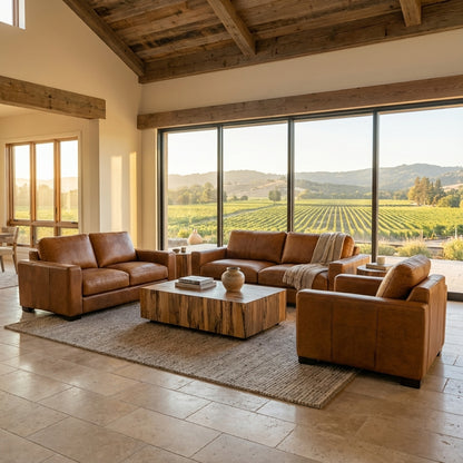 Norton 64" Top Grain Leather 2 Cushion Loveseat - Diva Mustang