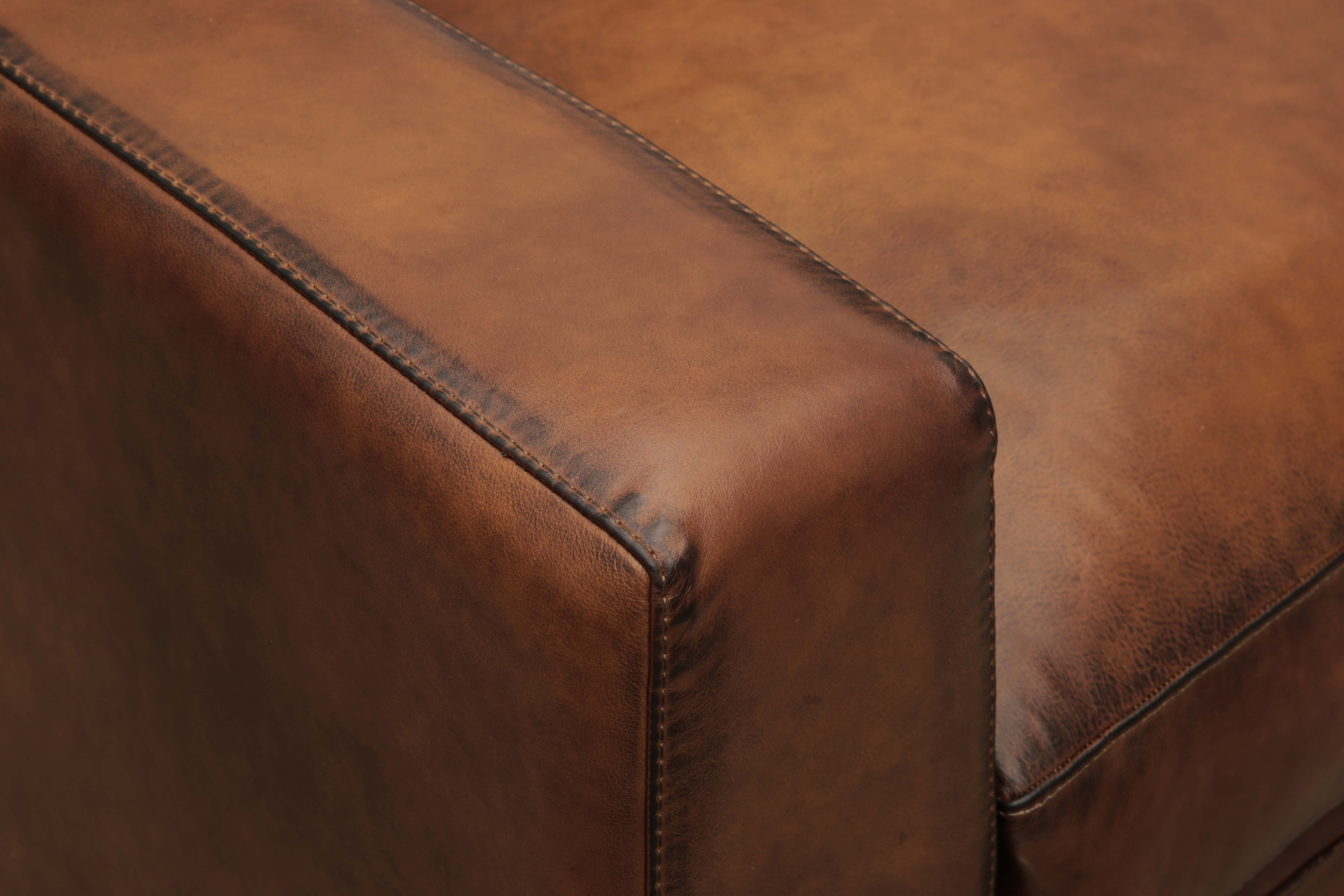 Leonardo 138" Top Grain Leather Sofa + Chaise - Daytona Antique