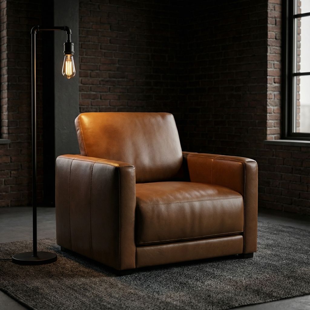 Raphael 39" Top Grain Leather Chair - Bravo Bronze