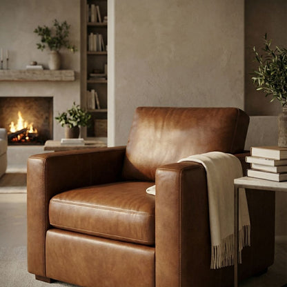 Raphael 39" Top Grain Leather Swivel Chair - Bravo Bronze