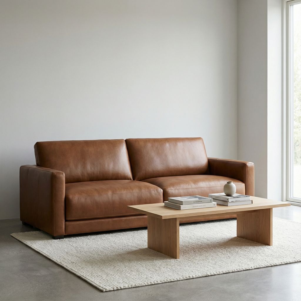 Raphael 90" Top Grain Leather 2 Cushion Sofa - Bravo Bronze
