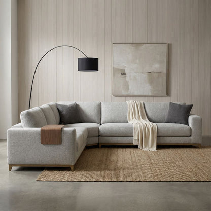 Raymond 132 x 132" 5 Cushion Sectional - Gray