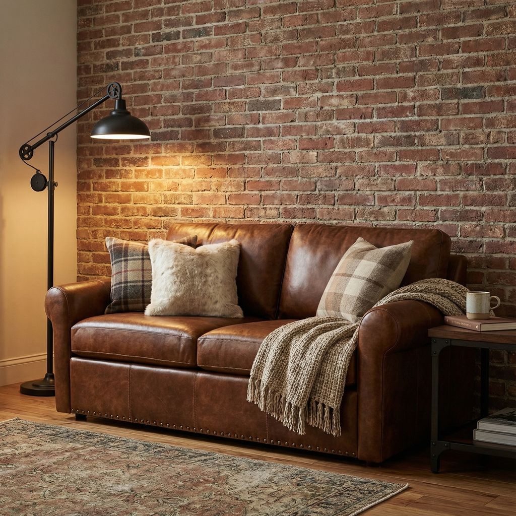 Roark 64" Rolled Arm 3 Cushion Top Grain Leather Loveseat - Tombstone Antique