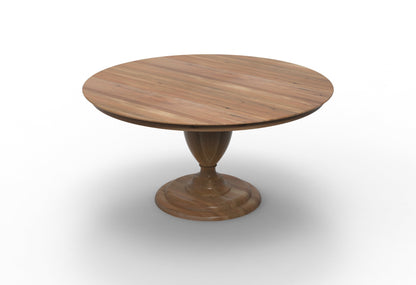 Clancy 60" Acacia Round Pedestal Dining Table - Natural + Gray