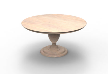 Clancy 60" Acacia Round Pedestal Dining Table - New White Wash