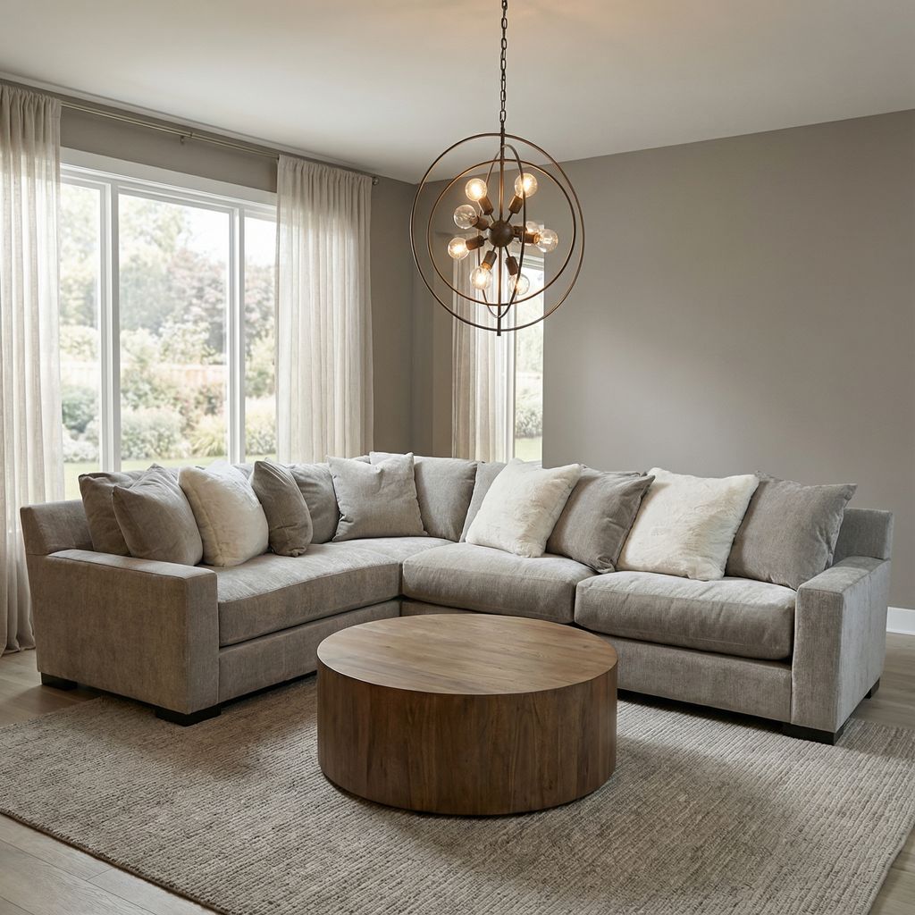 Roxanne Quick Ship 132" x 102" 5 Cushion Sectional - Dove