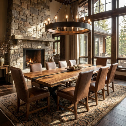 Jonas Top Grain Leather Dining Chair -  Whiskey + Natural & Smoke