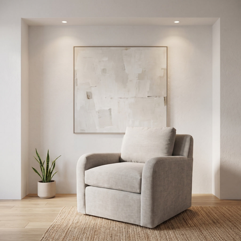 Sarah Express Ship 35" Trillium Cushion Swivel Chair - Timeless Taupe