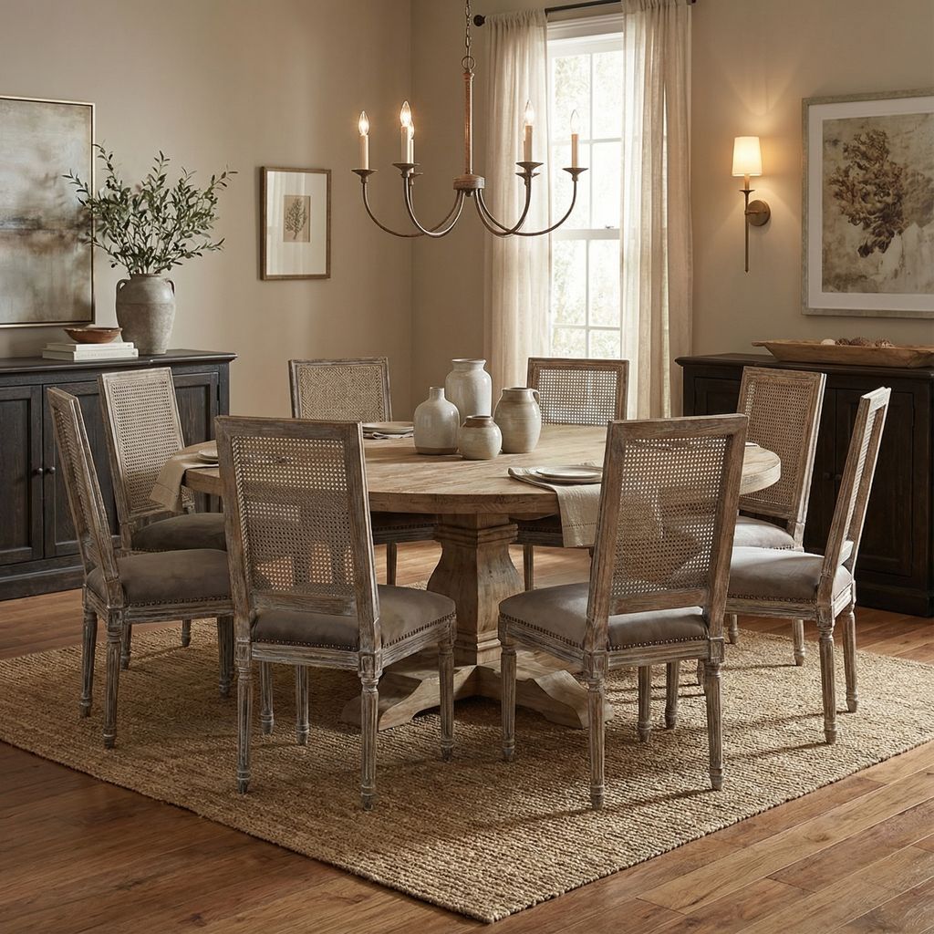 Sardis 72" Round Dining Table - Sand Wash