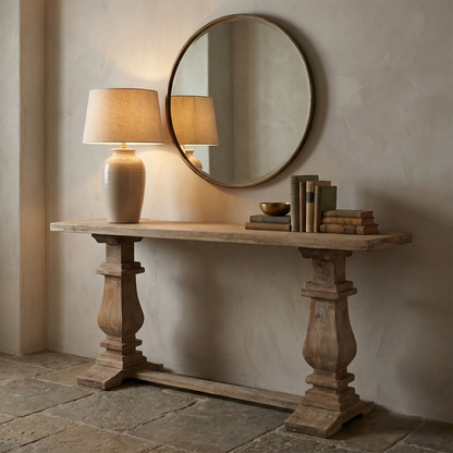 Sardis 63” Mango Wood Console Table - New White Wash