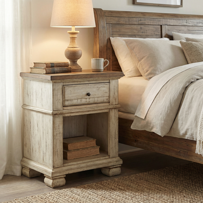 Savannah 23" Mahogany Nightstand - Vintage Cream + Driftwood
