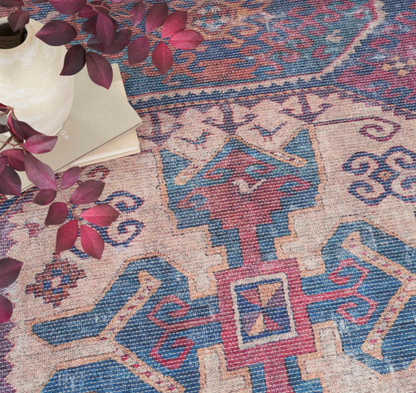 WCE - New Horizons Washable Area Rug - Red/Navy