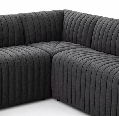 August L-Shape Dining Banquette - Boucle Charcoal