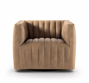 Augustus 32" Top Grain Leather Swivel Chair - Palermo Drift