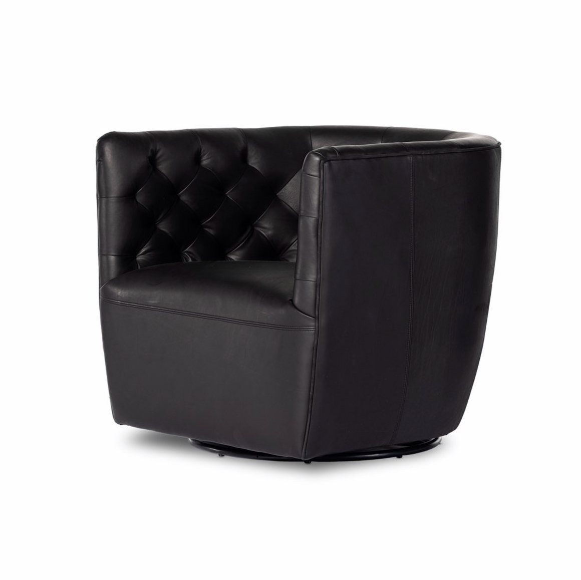 Hancock Top Grain Leather Swivel Chair - Heirloom Black