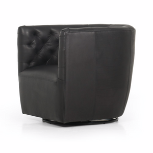 Hancock Top Grain Leather Swivel Chair - Heirloom Black