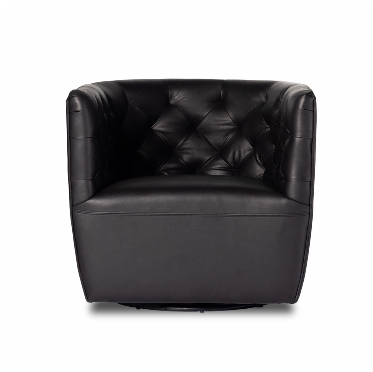 Hancock Top Grain Leather Swivel Chair - Heirloom Black