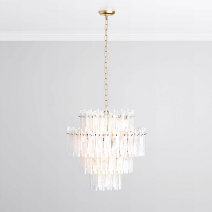 Evette 24" Round Wax Glass & Iron Chandelier
