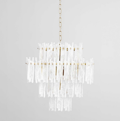 Evette 24" Square Wax Glass & Iron Chandelier