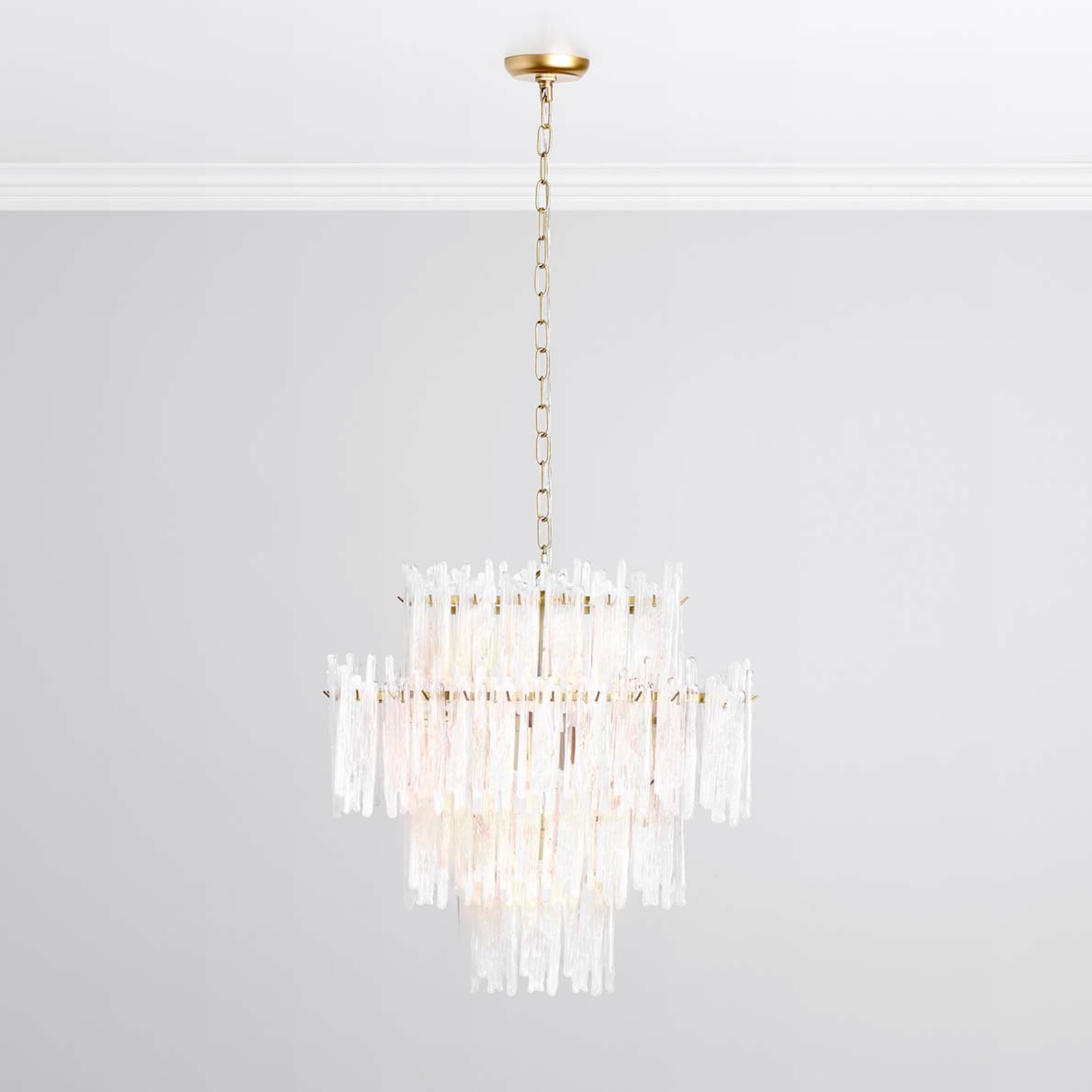 Evette 24" Square Wax Glass & Iron Chandelier
