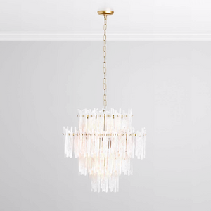 Evette 24" Square Wax Glass & Iron Chandelier