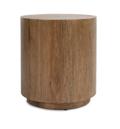 Dane 20" Round Oak End Table - Medium Brown
