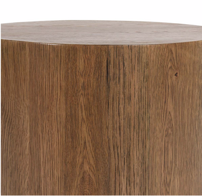 Dane 20" Round Oak End Table - Medium Brown
