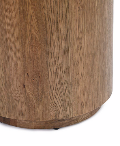 Dane 20" Round Oak End Table - Medium Brown