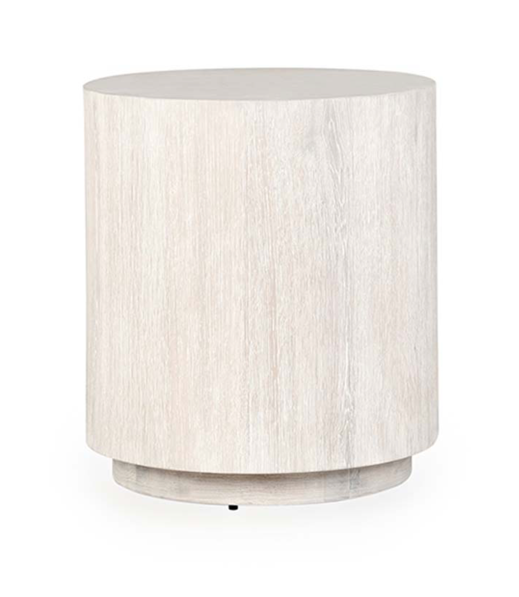 Dane 20" Round Oak End Table - White