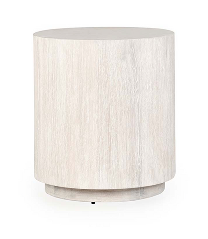 Dane 20" Round Oak End Table - White