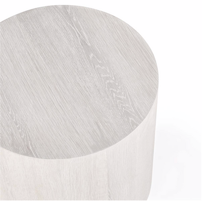 Dane 20" Round Oak End Table - White