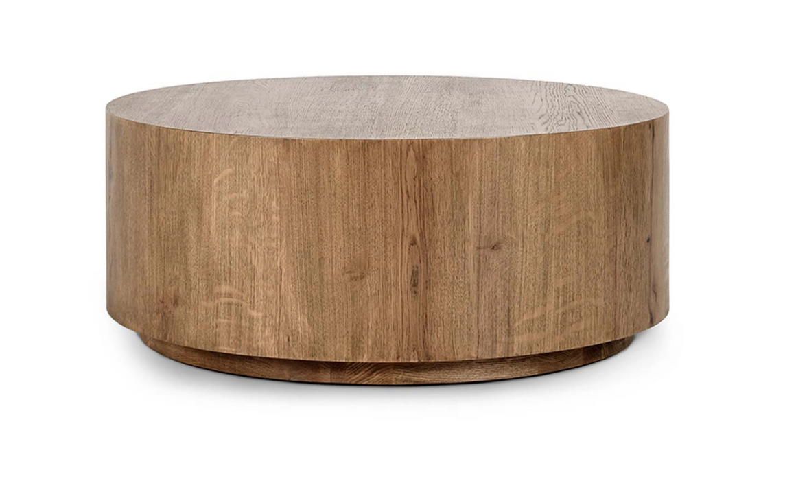 Dane 42" Round Oak Coffee Table Table - Medium Brown