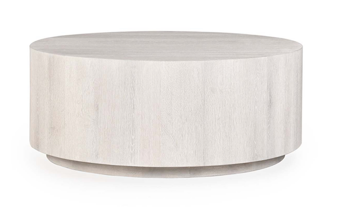 Dane 42" Round Oak Coffee Table Table - White